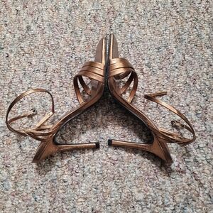 Elegant Gold/Copper 4 Inch Strappy Heels